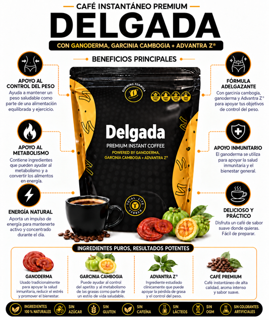 Coffee Slim Delgada con hongo Ganoderma Lucidum Intense Burn Diet - Café Instantáneo para Adelgazar