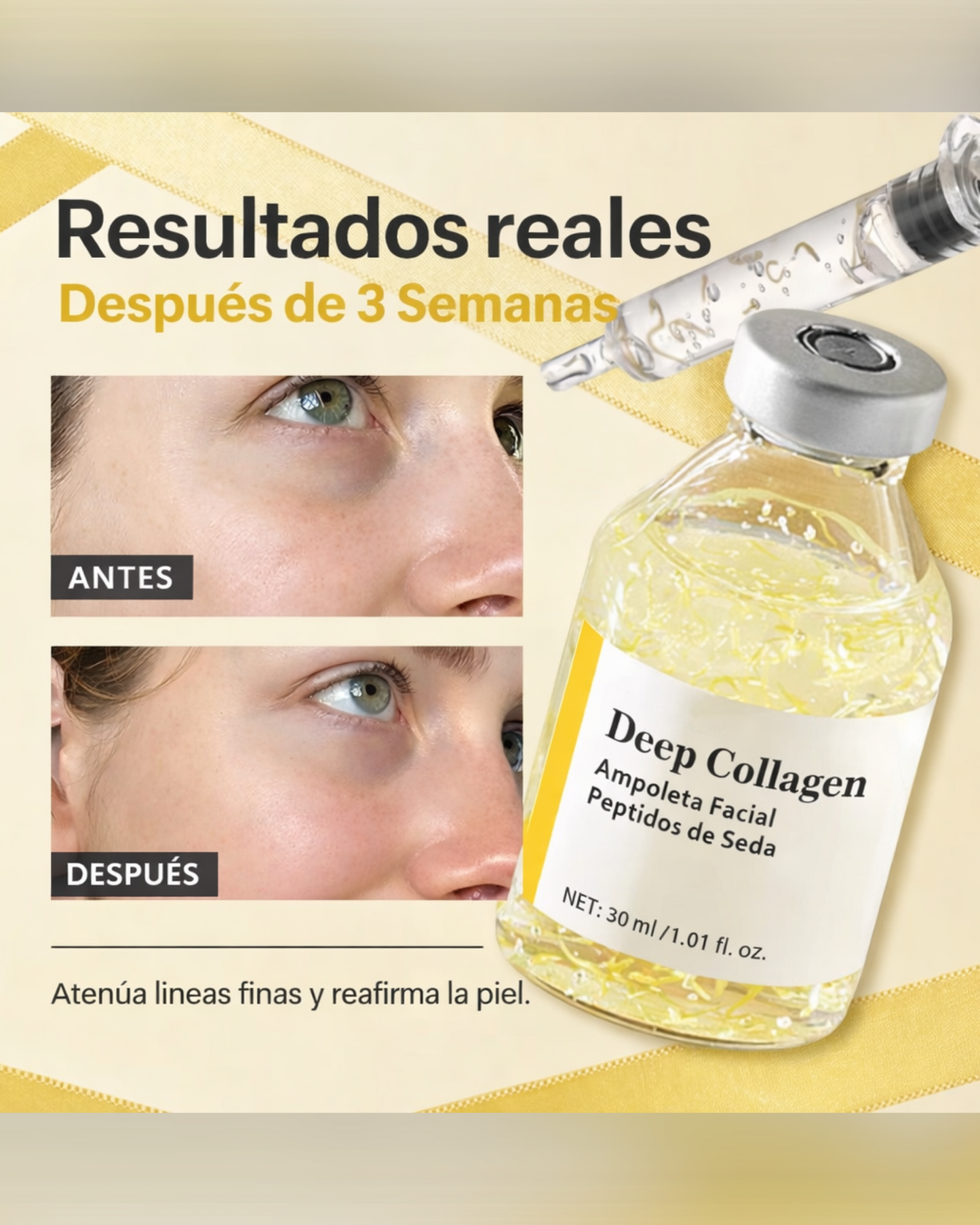 Deep Collagen
Ampolleta Facial
Péptidos de Seda