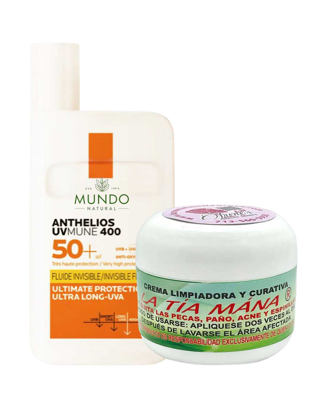 La Tia Mana crema facial + Protector solar para rostro FPS 50 liquido