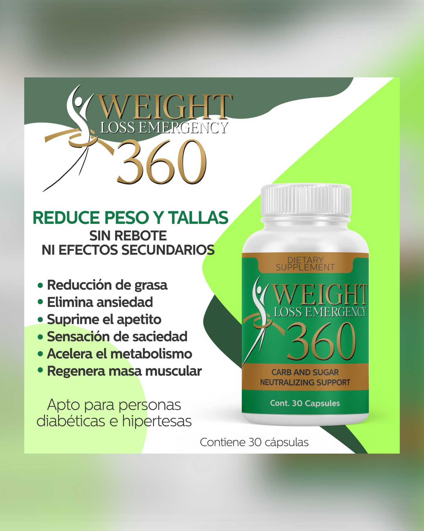 WEIGHT LOSS 360 Emergency - Apto para personas diabéticas e hipertesas