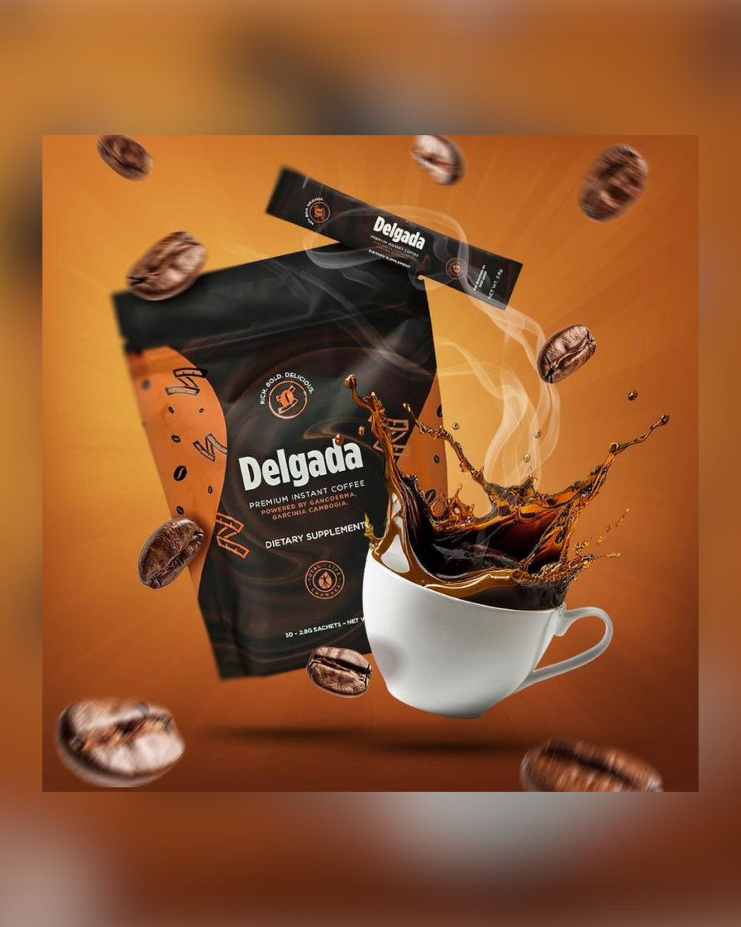 Coffee Slim Delgada con hongo Ganoderma Lucidum Intense Burn Diet - Café Instantáneo para Adelgazar