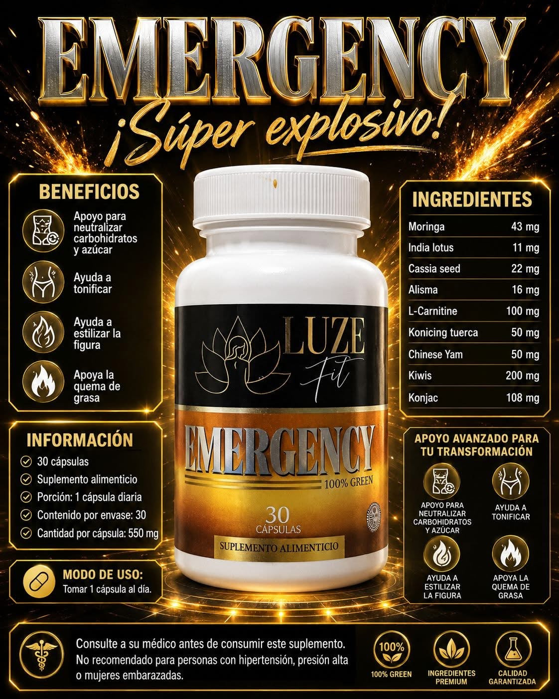 LUZE FIT EMERGENCY Para Diabéticos e Hipertensos