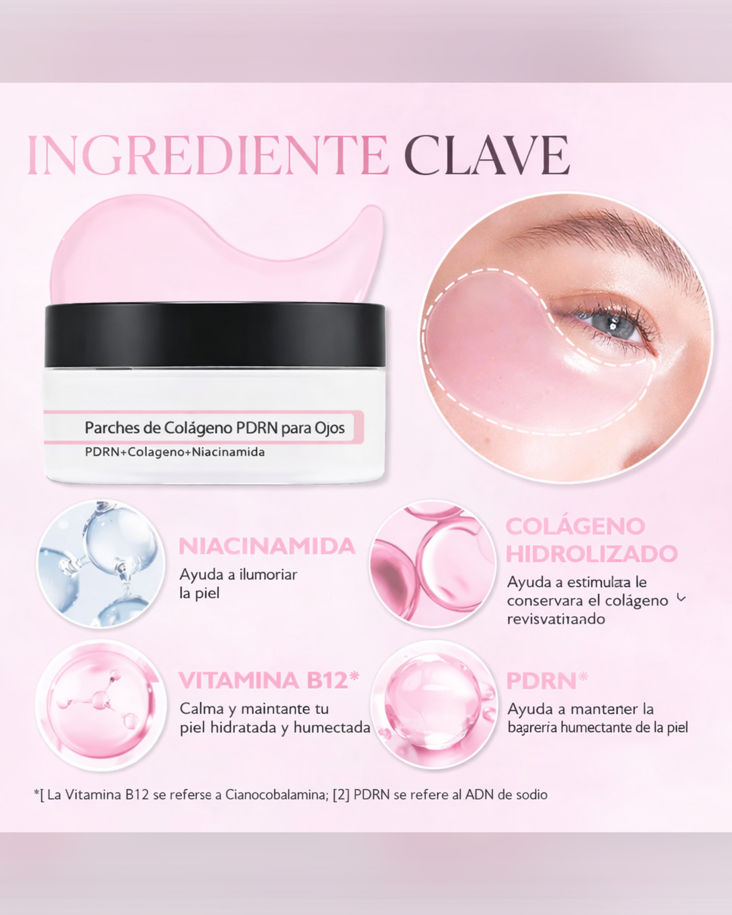 Parches de Colágeno PDRN para Ojos – Hidratación, Firmeza y Efecto Antiedad