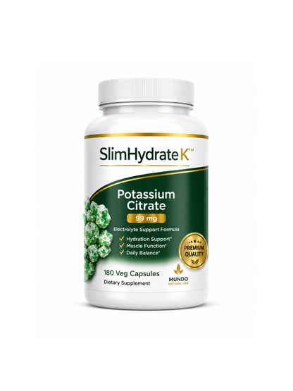 SlimHydrate Potasio Citrate 99mg – Electrolyte Support Formula | 180 Veg Capsules