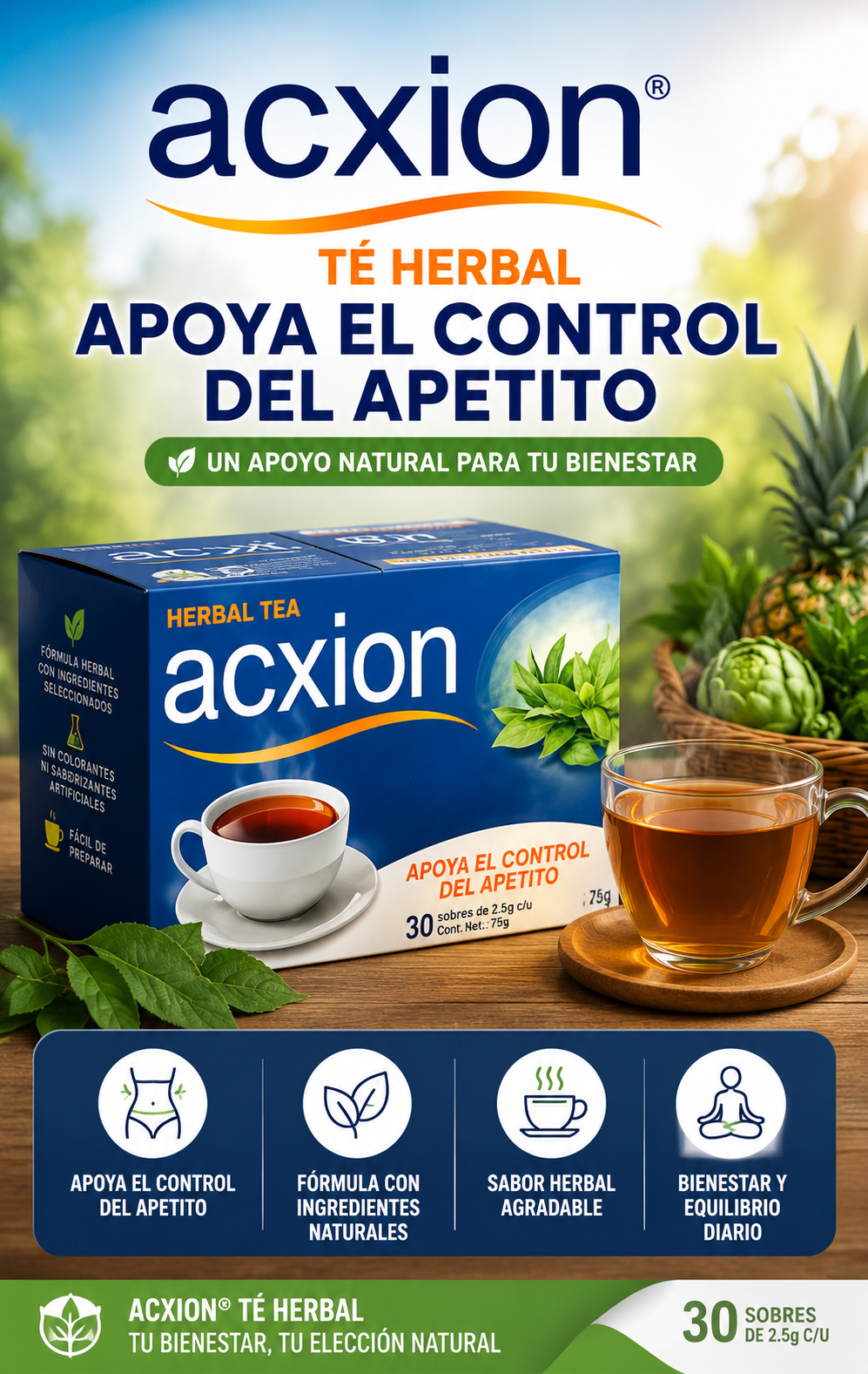 Acxion Tea Herbal Tea | Mezcla Herbal con Piña y Alcachofa