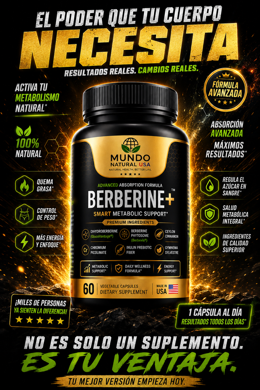 Mundo Natural USA Berberine+ GLP| Advanced Metabolic Support Formula | 60 caps