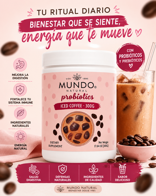 Flat Tummy Iced Coffee Mundo Natural Probiotics 300g | Café con Probióticos y Prebióticos