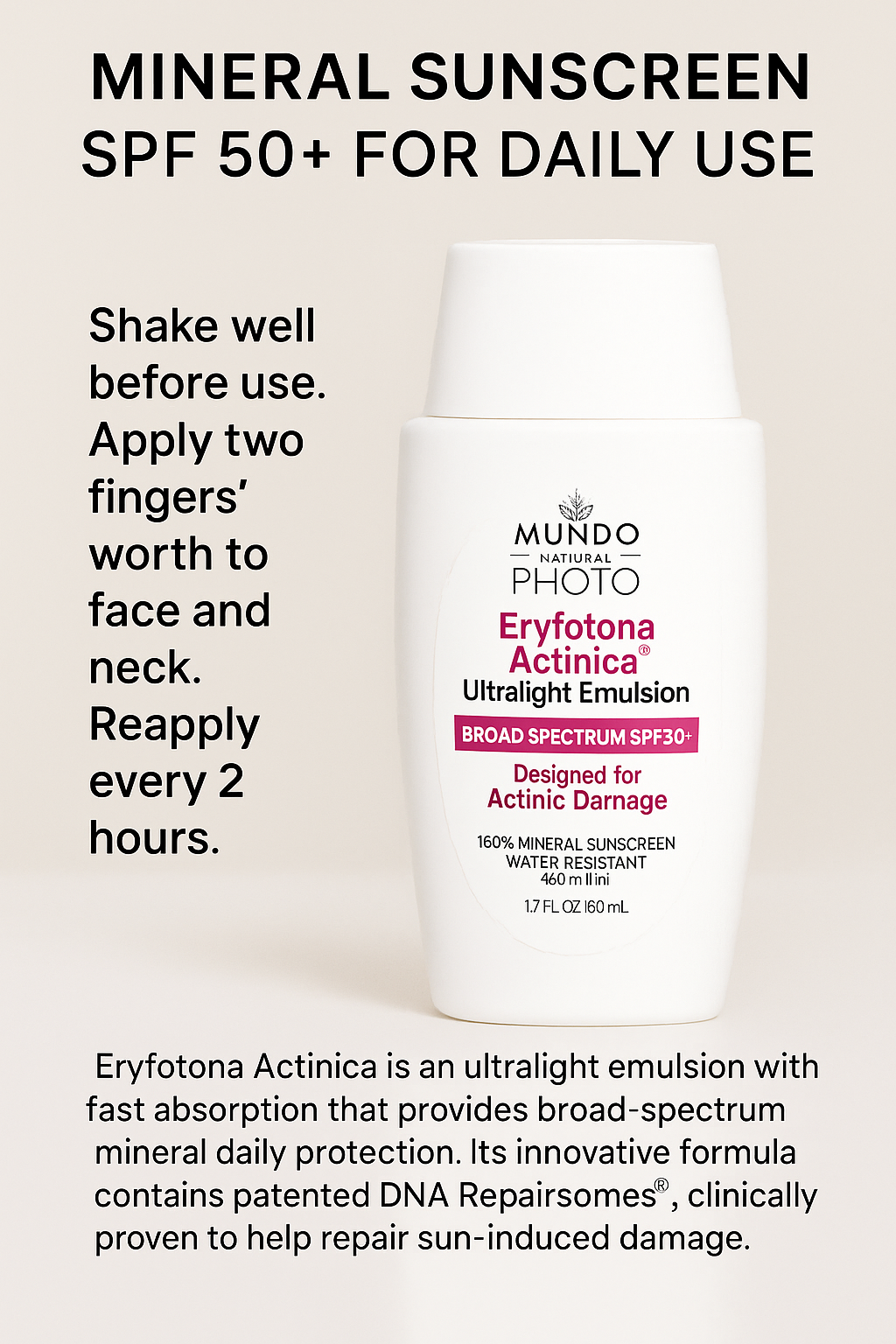 Photo MINERAL SUNSCREEN
WATER RESISTANT- PROTECTOR SOLAR