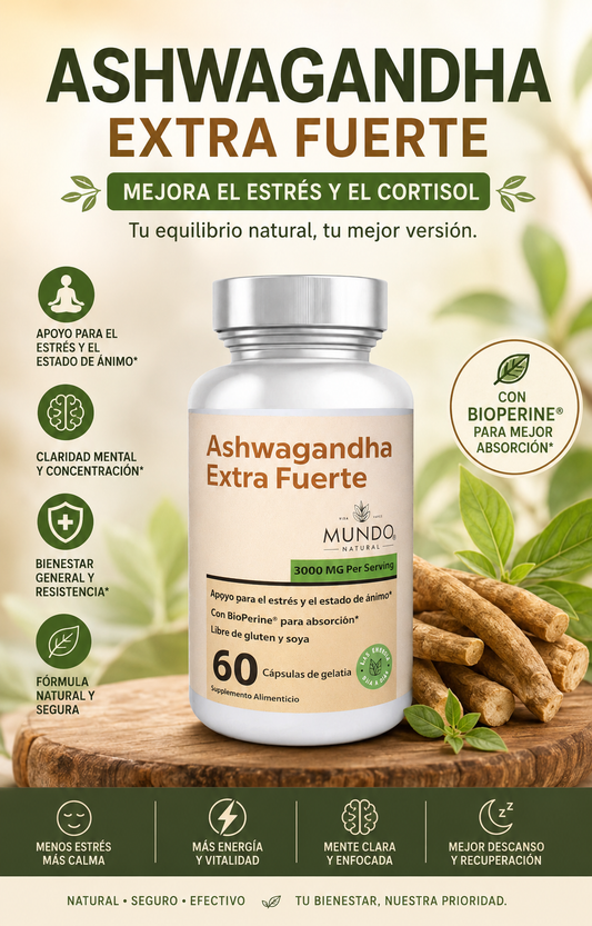 Ashwagandha Organica Extra fuerte - mejora estrés y cortisol.