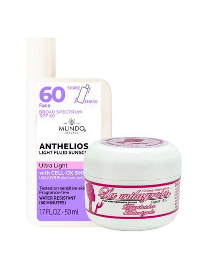 La Milagrosa crema facial - facial cream + Bloqueador solar para rostro FPS 50 liquido