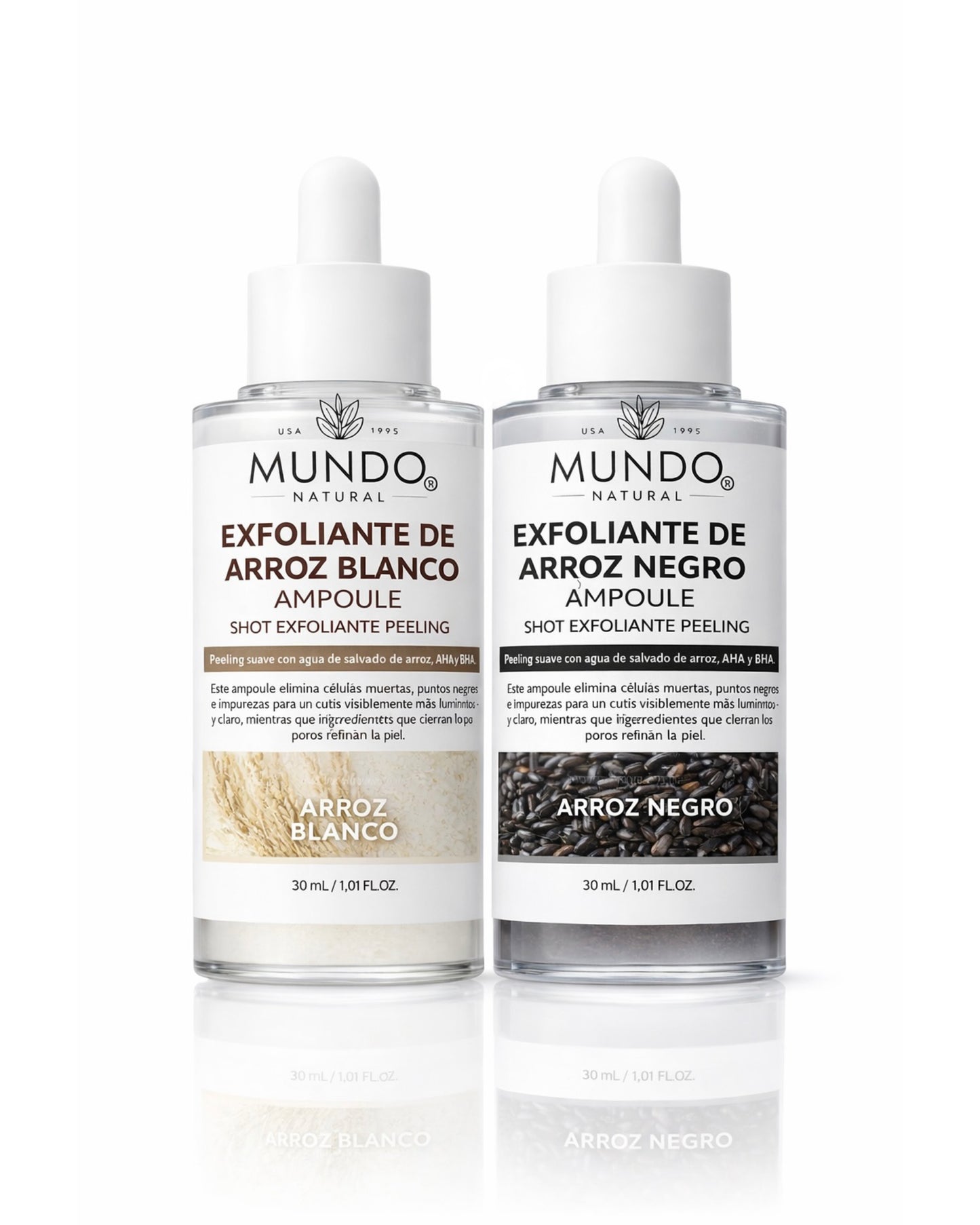 Serum exfoliante facial de arroz blanco y arroz negro