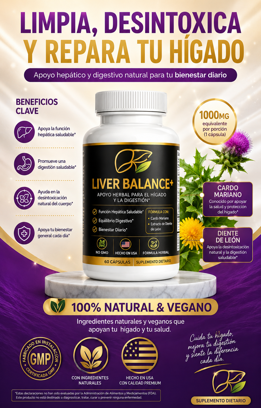 Liver Balance+ | Soporte Digestivo y Bienestar Diario | Fórmula Herbal Premium