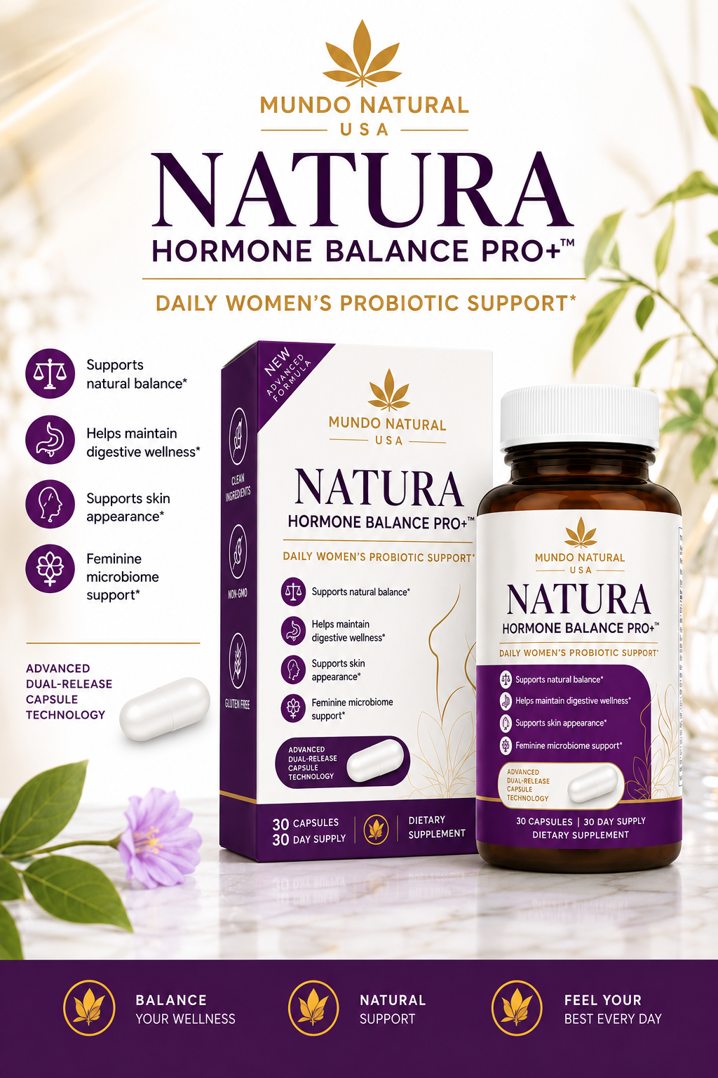 NATURA Hormone Balance Pro+™ – Daily Women’s Probiotic Support