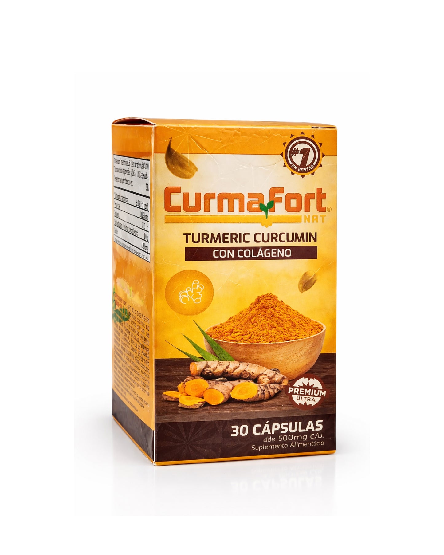 CurmaFort Nat Turmeric Curcumin con Colágeno - Alivio del dolor articular y muscular - 30 cápsulas
