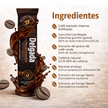 Coffee Slim Delgada con hongo Ganoderma Lucidum Intense Burn Diet - Café Instantáneo para Adelgazar