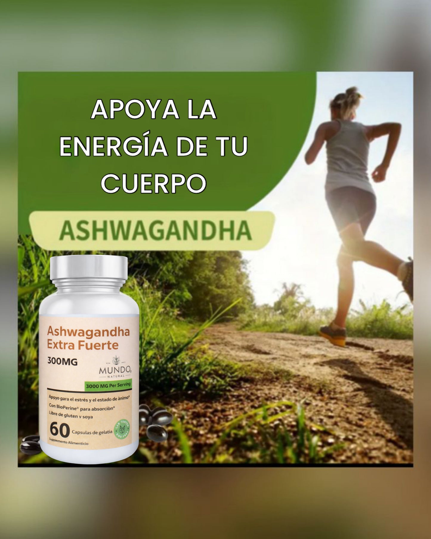Ashwagandha Organica Extra fuerte - mejora la salud y la resistencia