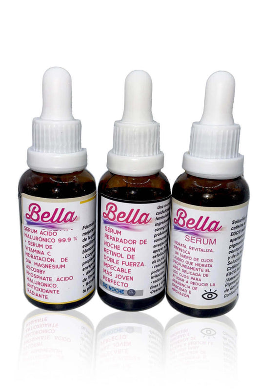 1- BELLA serum kit facial Dia, Noche, Contorno de ojos - kit serum facial Día, Noche, Contorno de ojos