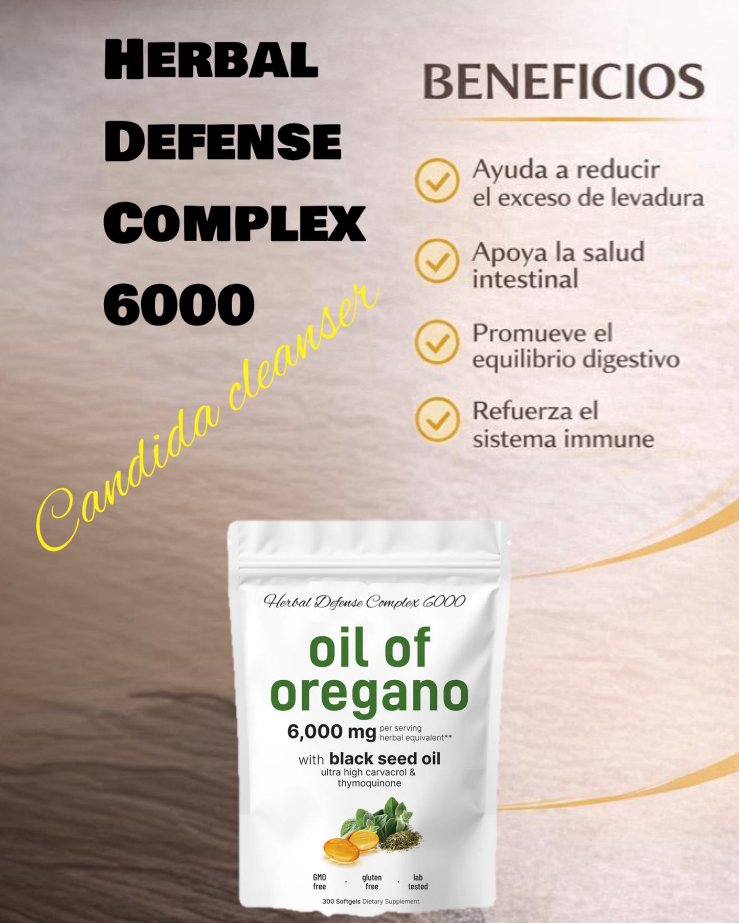 Herbal Defense Complex 6000 | Aceite de Orégano + Semilla Negra
