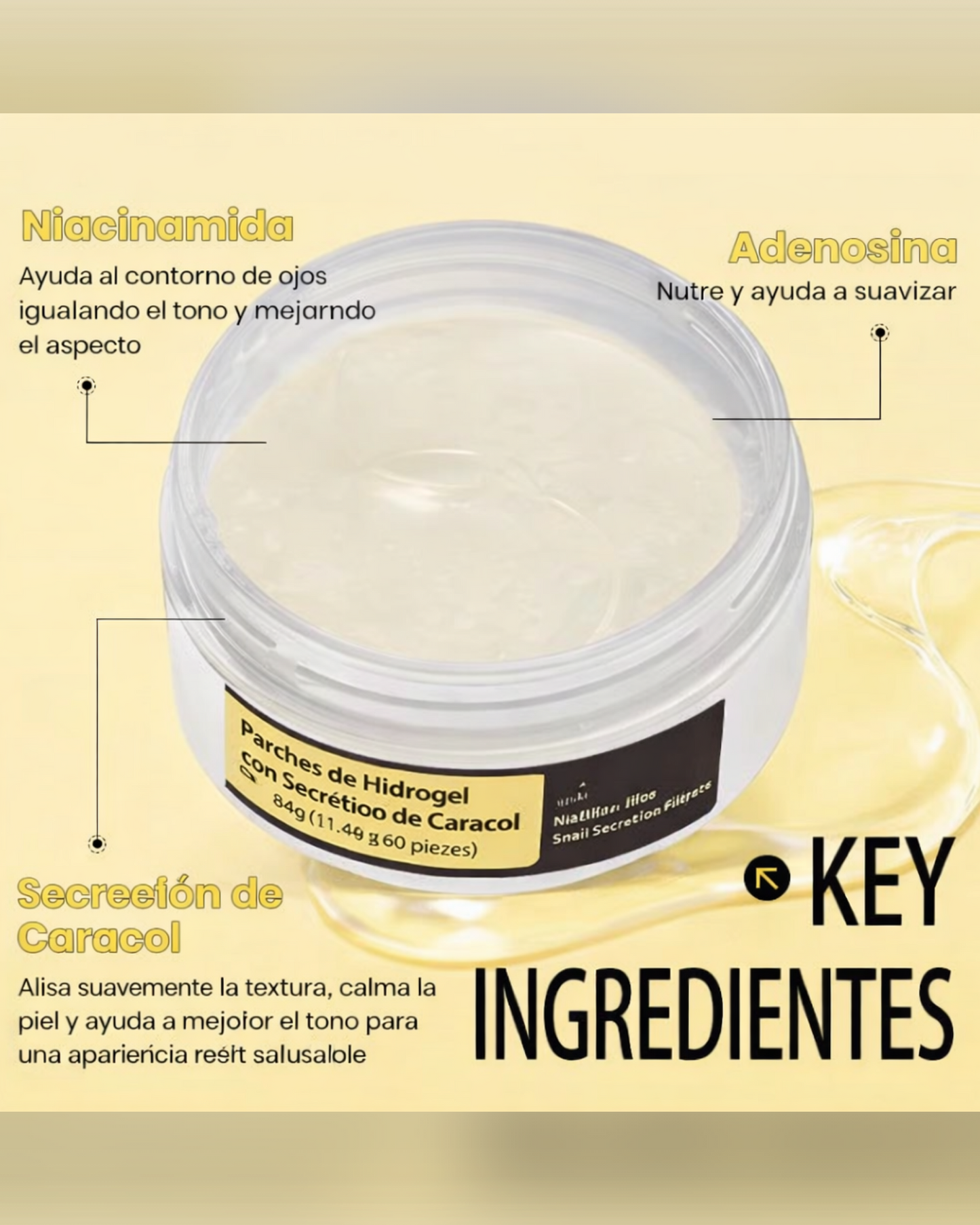 Parches de hidrogel revitalizantes para contorno de ojos