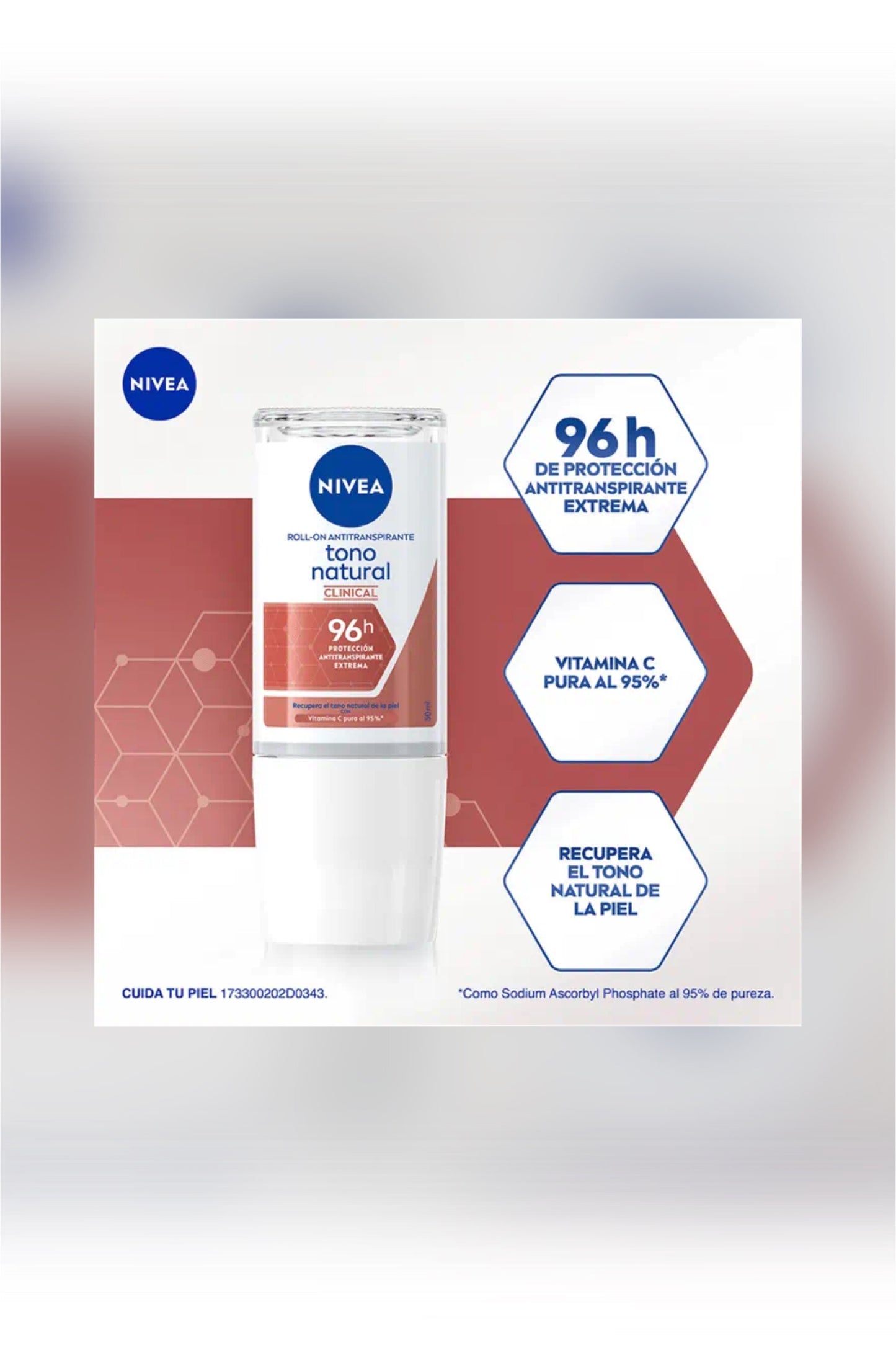 NIVEA TONO NATURAL CLINICAL ANTITRANSPIRANTE EN ROLL ON 50ML