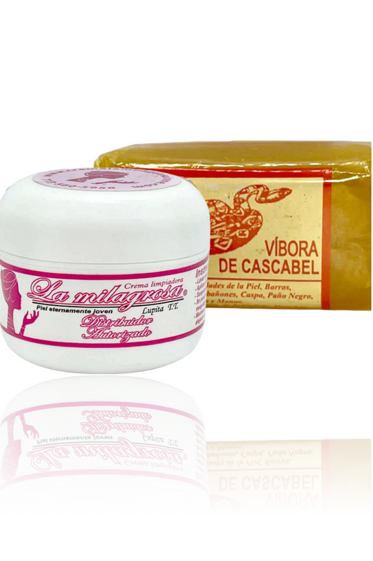1- La Milagrosa crema facial + jabón vibora de cascabel