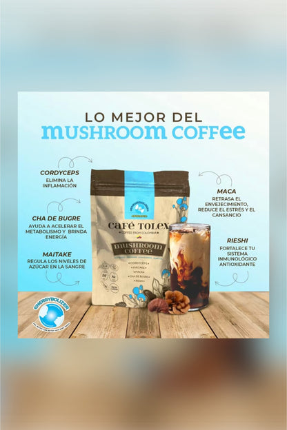 ENERGYBOLIZER CAFE TOLEX Espresso Piloncillo Instant Mushroom Coffee Colombiano