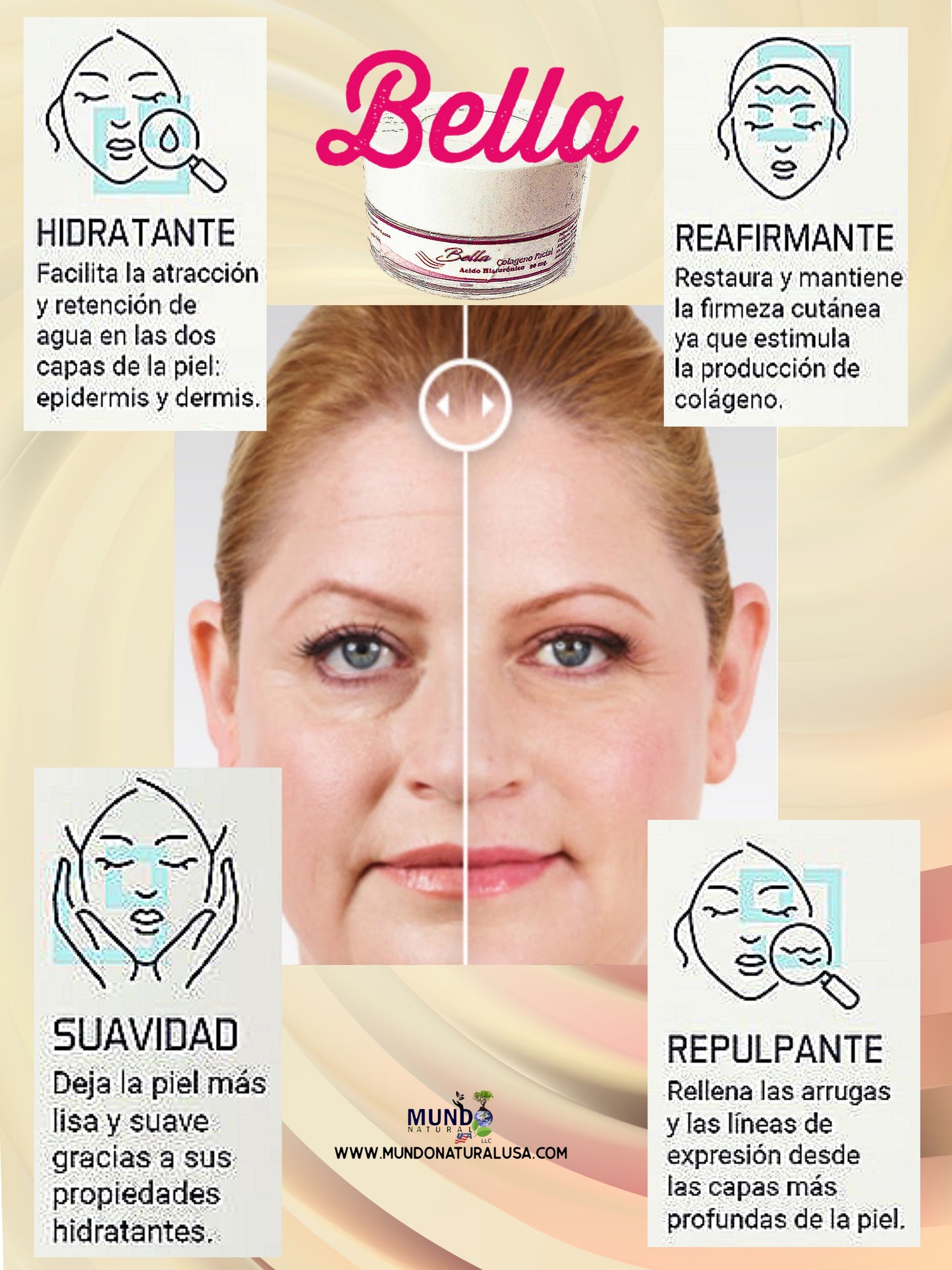 BELLA facial Gel Colageno ácido hialuronico