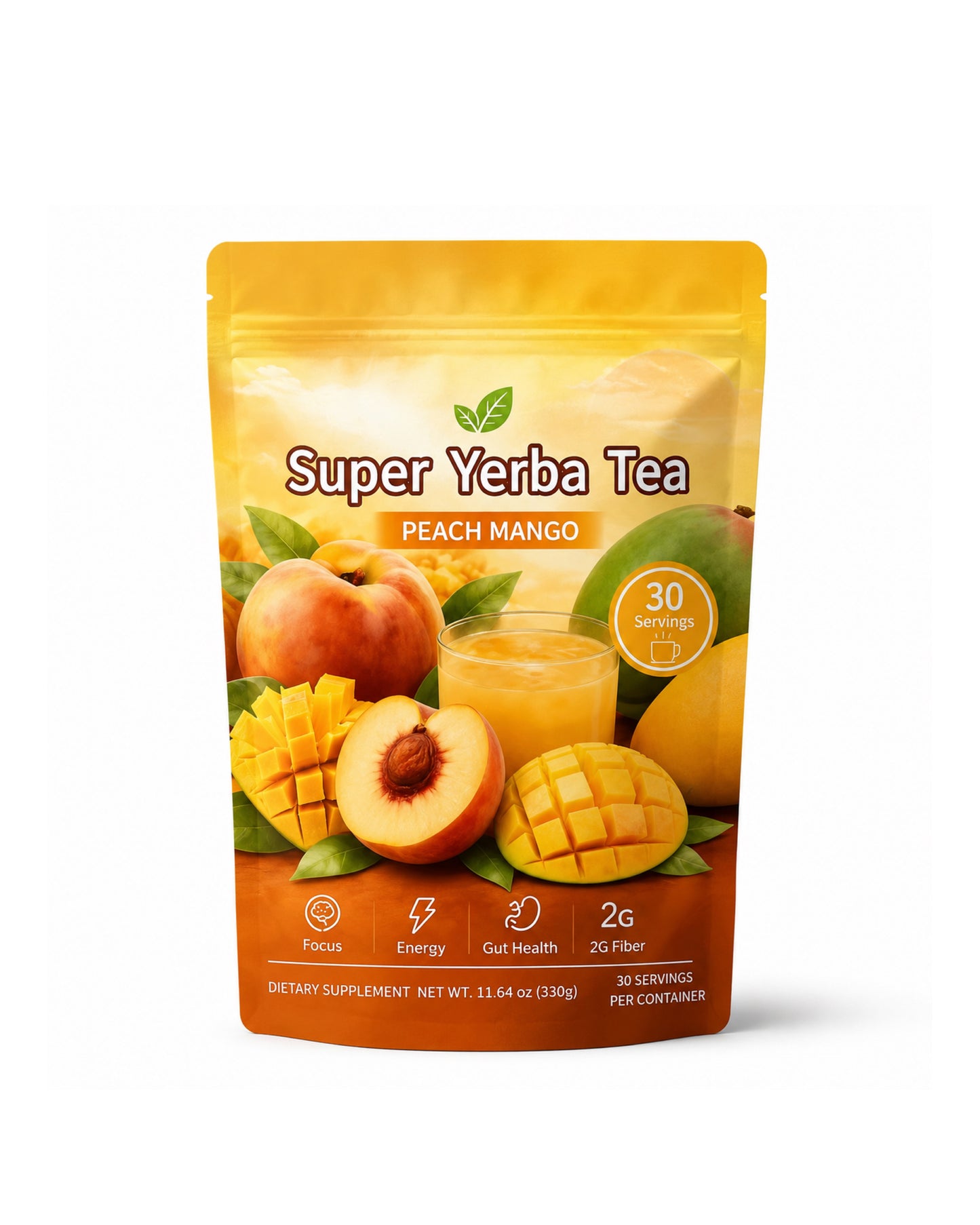 Durazno🍑 y Mango🥭 Tea- Te Super Yerba Tea Peach Mango | Tropical Herbal Tea Drink Mix | 30 Servings