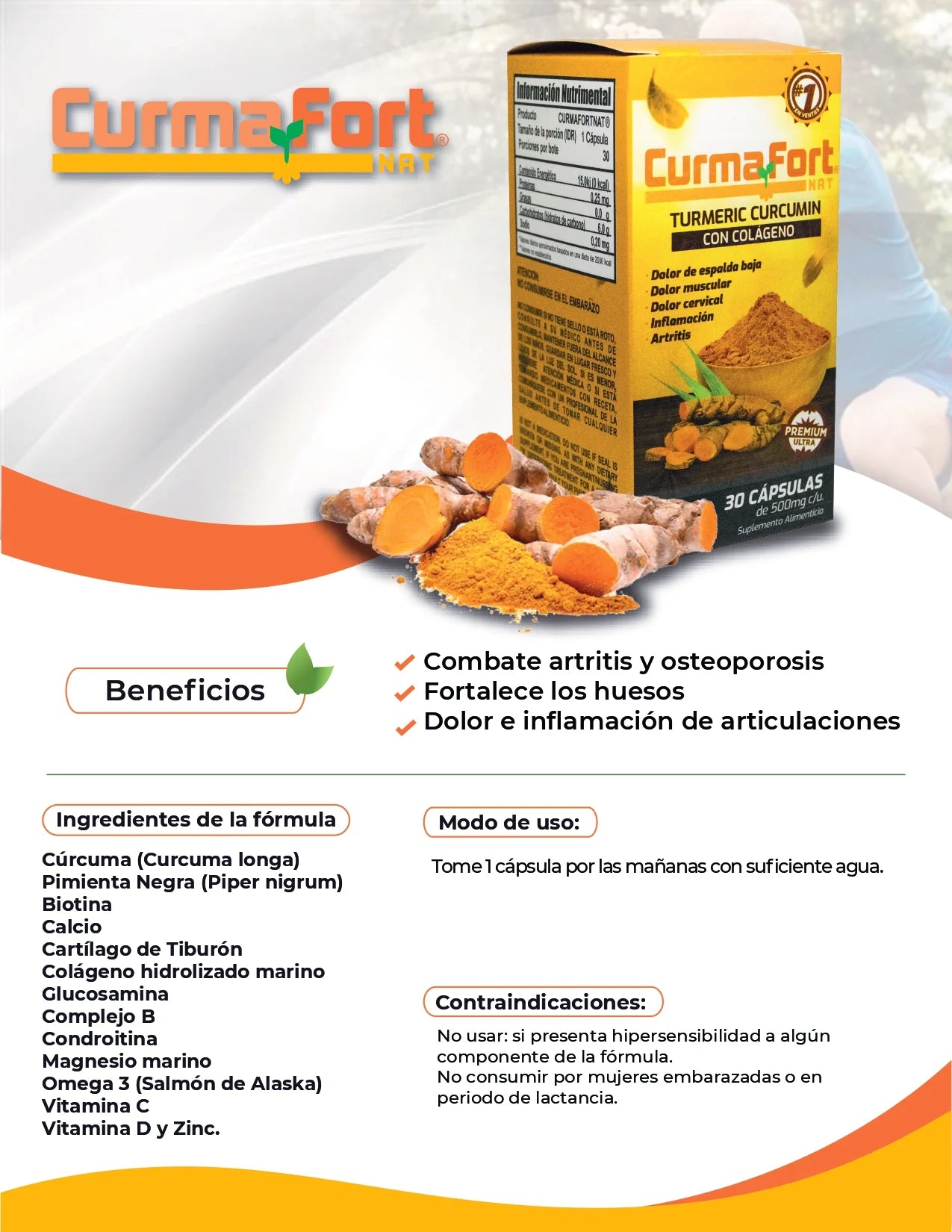 CurmaFort Nat Turmeric Curcumin con Colágeno
