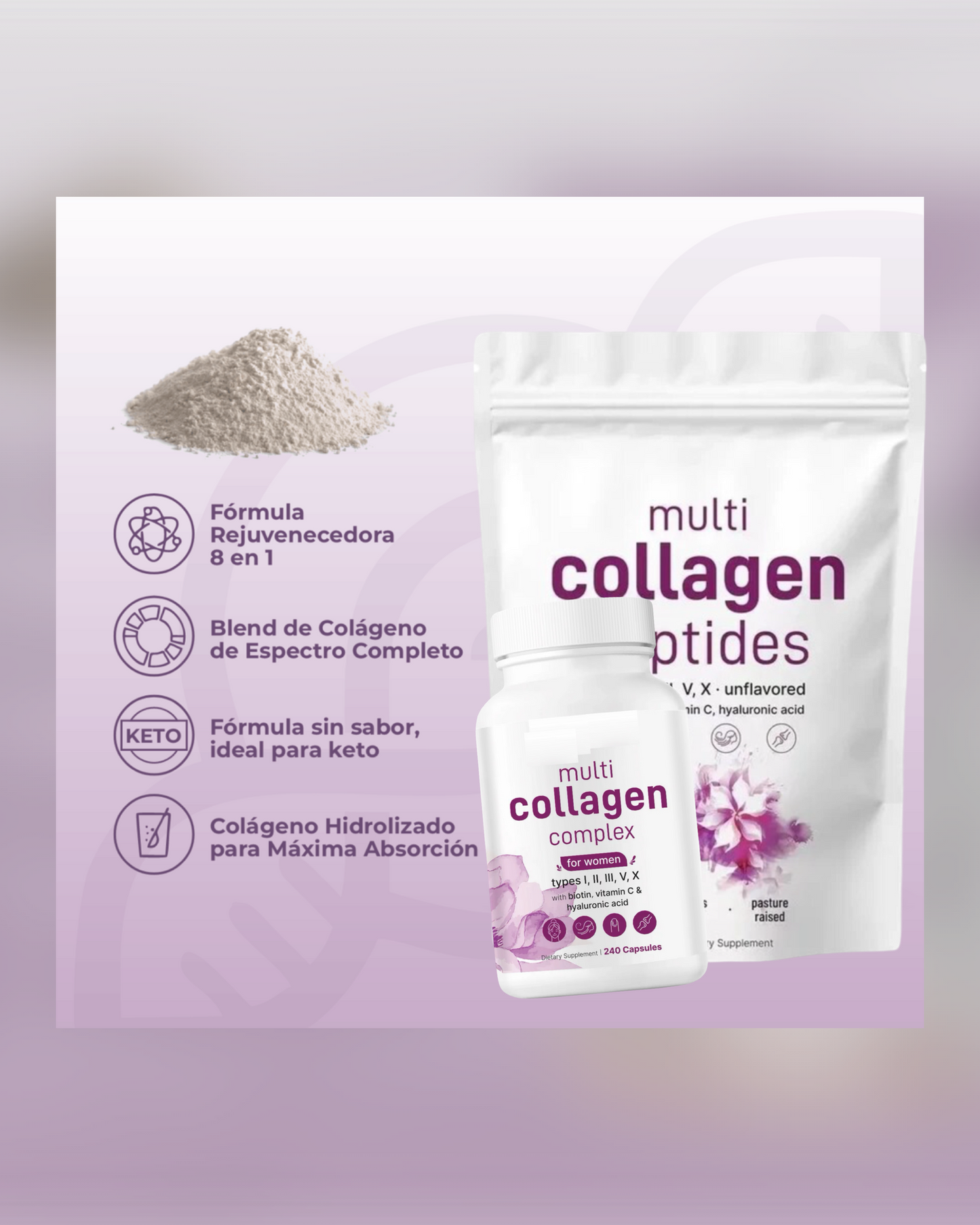 Colageno Múltiple de Micro Ingredients - Multi Collagen Peptides 120 Cap